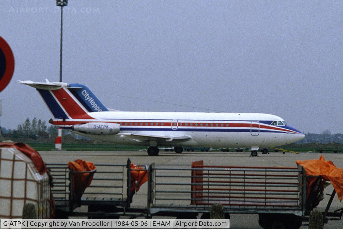 G-ATPK, 1966 BAC 111-301AG One-Eleven C/N BAC.034, One-Eleven 301AG parked on a platform of Schiphol airport, the Netherlands, 1984