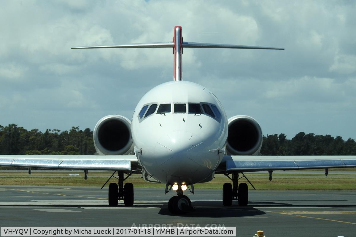 VH-YQV, 2006 Boeing 717-2BL C/N 55193, At Hobart