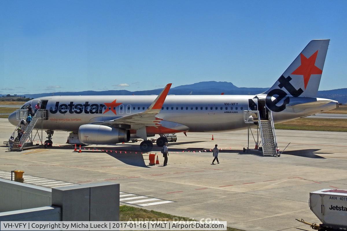 VH-VFY, 2014 Airbus A320-232 C/N 6362, At Launceston