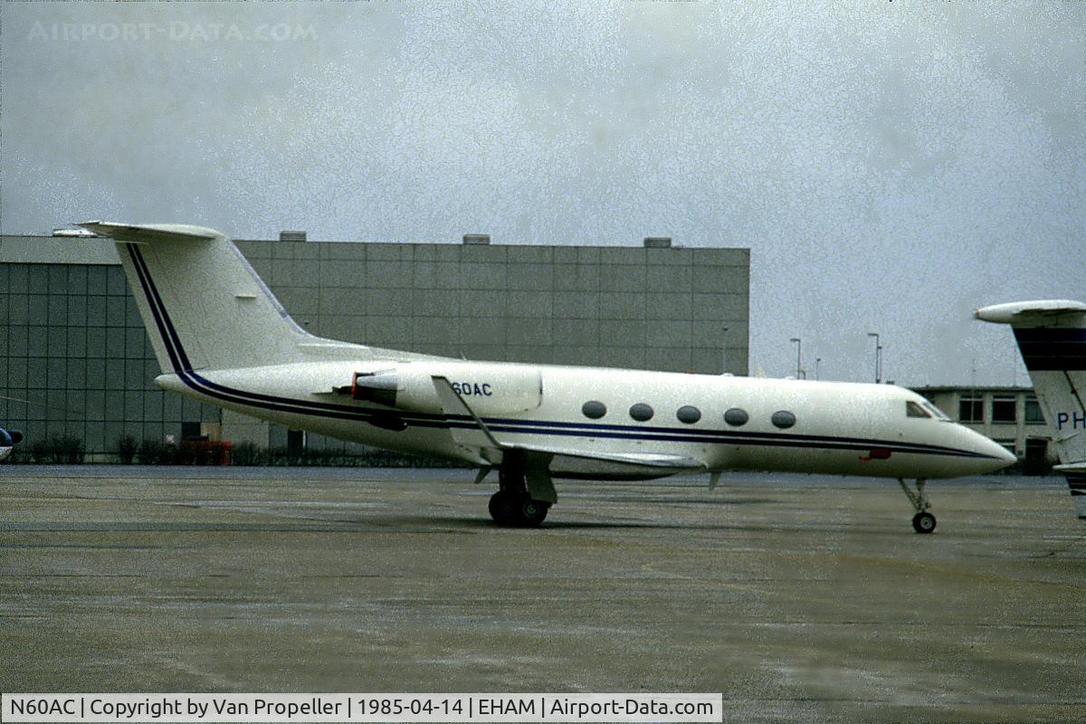 N60AC, 1984 Gulfstream Aerospace G-1159A Gulfstream III C/N 424, Gulfstream III on the platform of Schiphol-Oost, the Netherlands, 1985