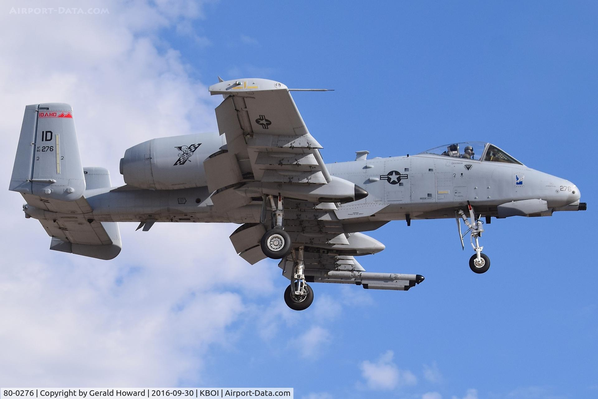 80-0276, 1980 Fairchild Republic A-10C Thunderbolt II C/N A10-0626, Landing RWY 10L.  190th Fighter Sq., Idaho ANG.