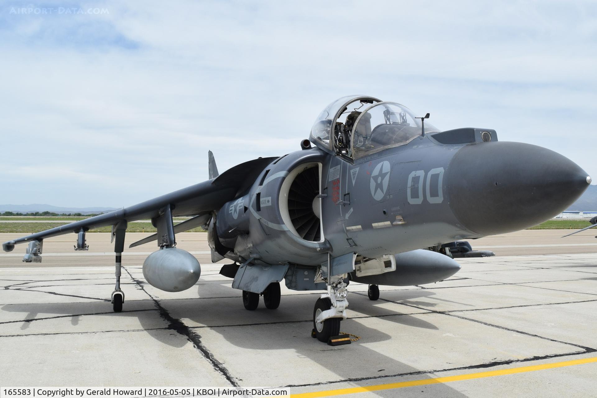 165583, Boeing AV-8B+(R)-27-MC Harrier II Plus C/N B318, Parked on the south GA ramp.  VMA-211 