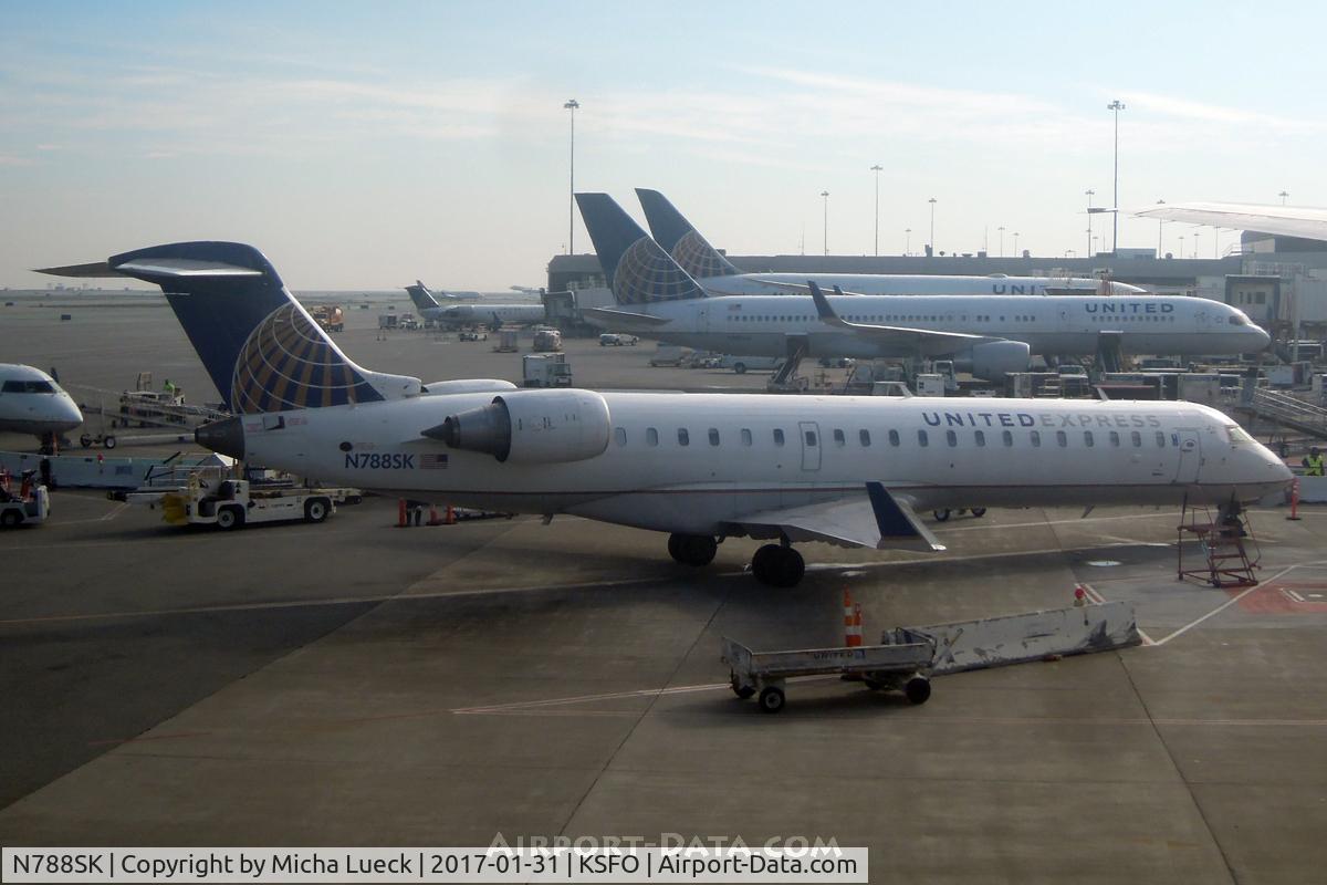 N788SK, 2009 Bombardier CRJ-700 (CL-600-2C10) Regional Jet C/N 10290, At SFO
