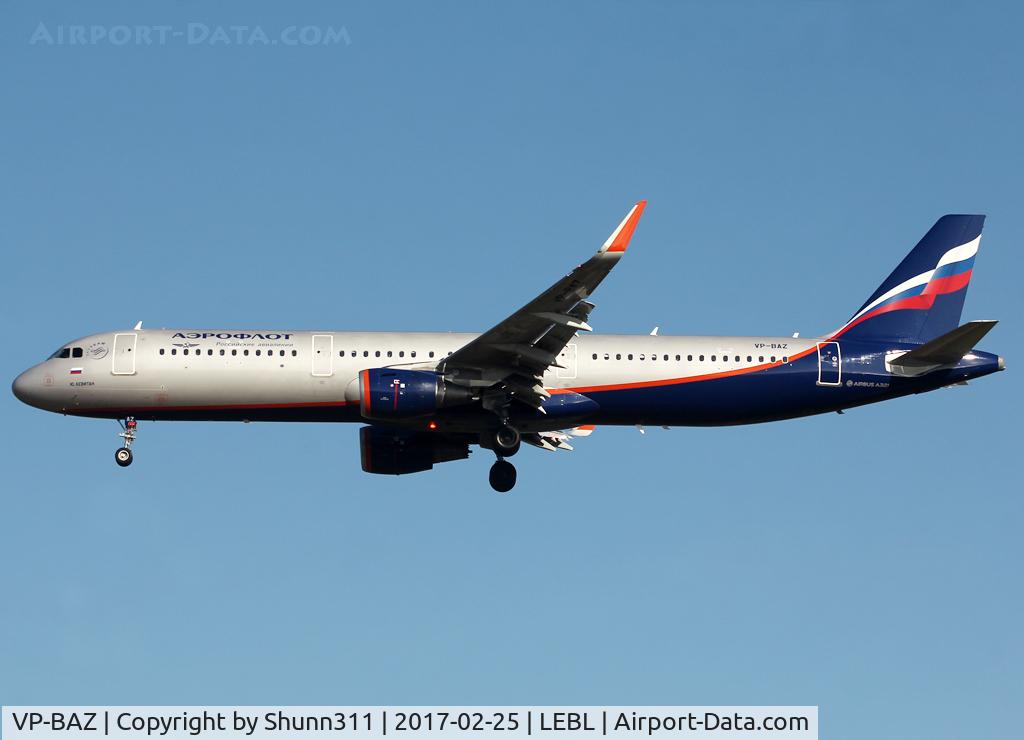 VP-BAZ, 2016 Airbus A321-211 C/N 7300, Landing rwy 25R