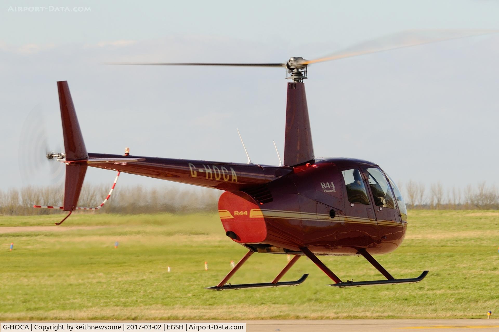 G-HOCA, 2008 Robinson R44 Raven II C/N 12388, Leaving on a photographic assignment.