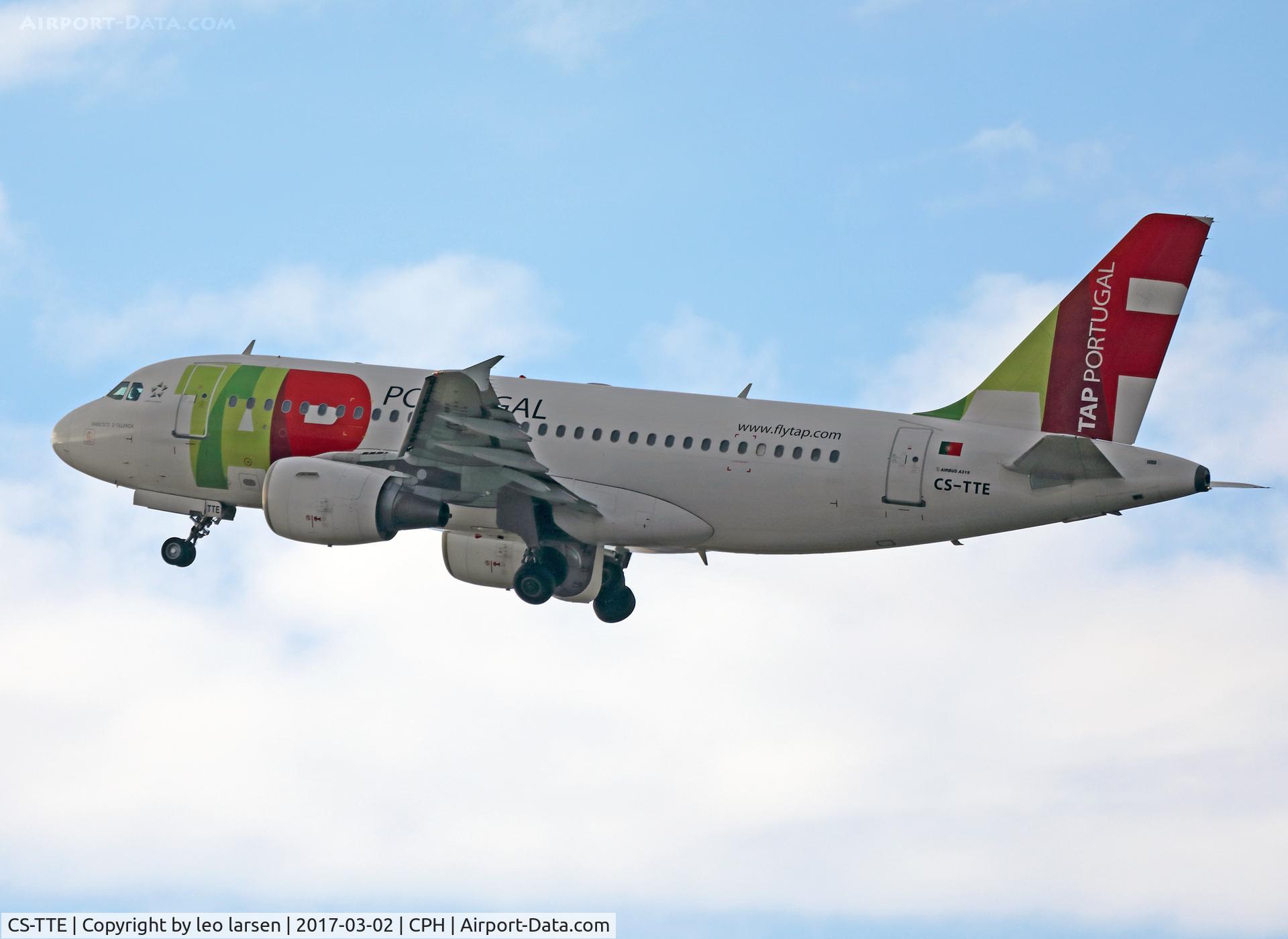 CS-TTE, 1998 Airbus A319-111 C/N 821, Copenhagen 2.3.2017