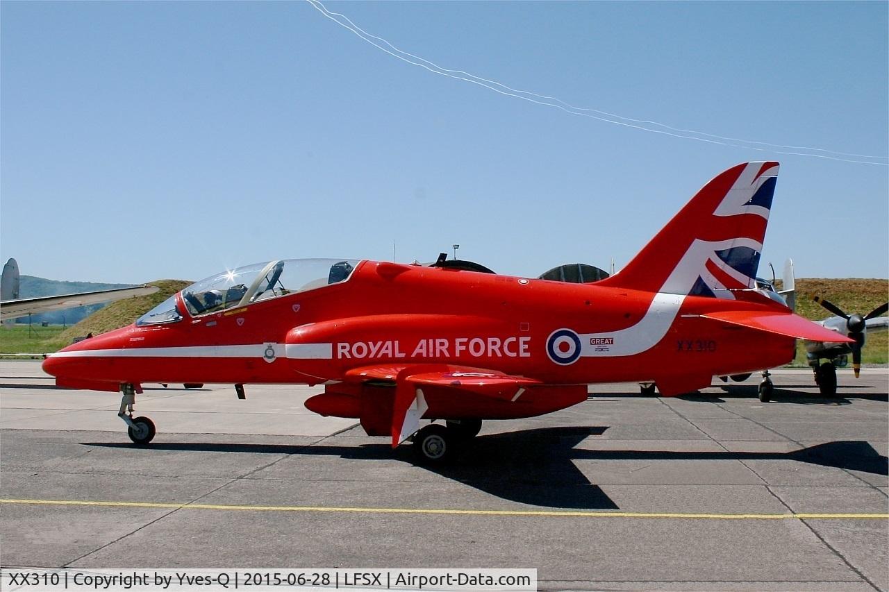 XX310, 1980 Hawker Siddeley Hawk T.1W C/N 145/312135, Royal Air Force Red Arrows Hawker Siddeley Hawk T.1W, Luxeuil-Saint Sauveur Air Base 116 (LFSX) Open day 2015