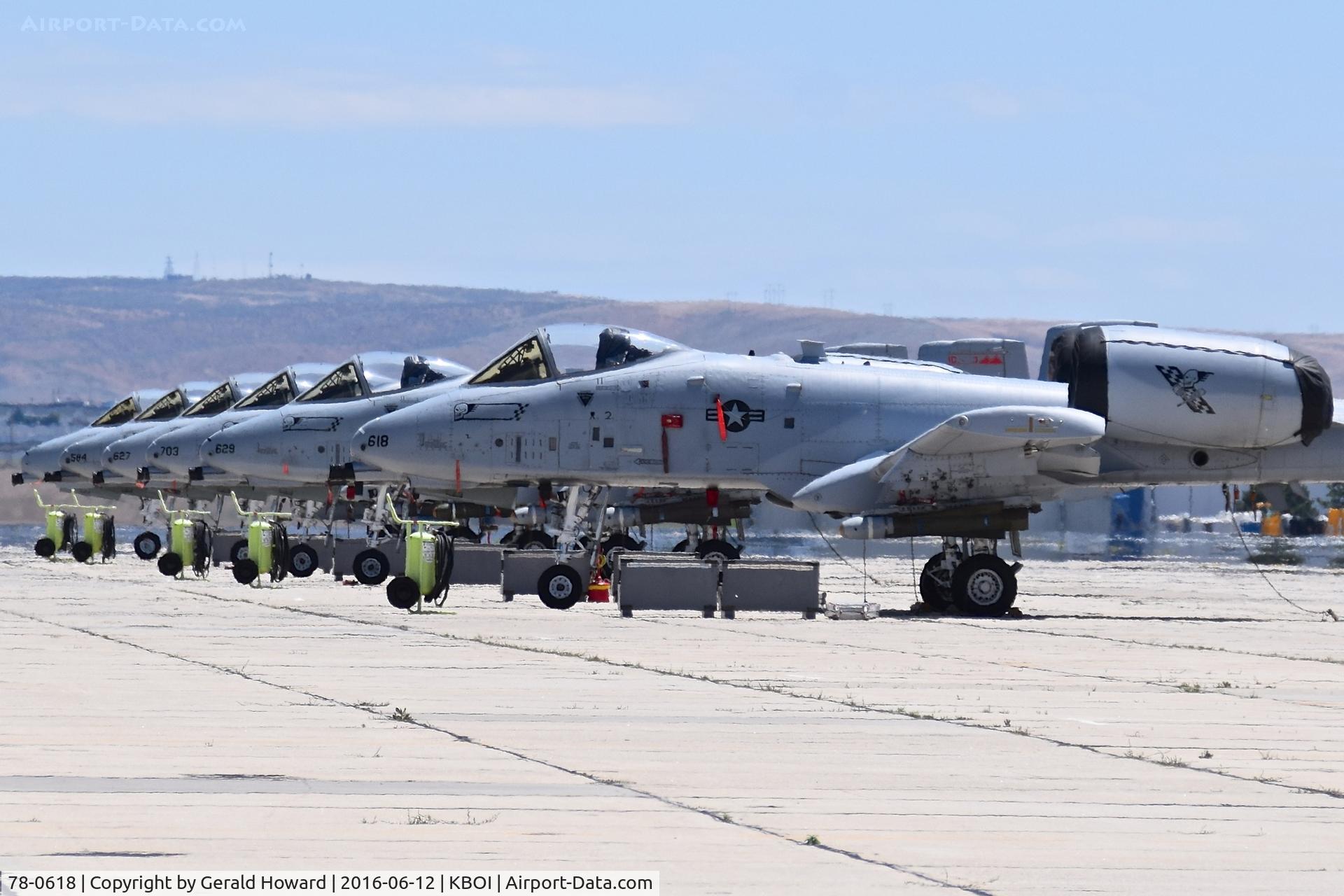 78-0618, 1978 Fairchild Republic A-10C Thunderbolt II C/N A10-0238, Six A-10C parked on the Idaho ANG ramp of 8 that did not get deployed to the Middle East in April 2016.