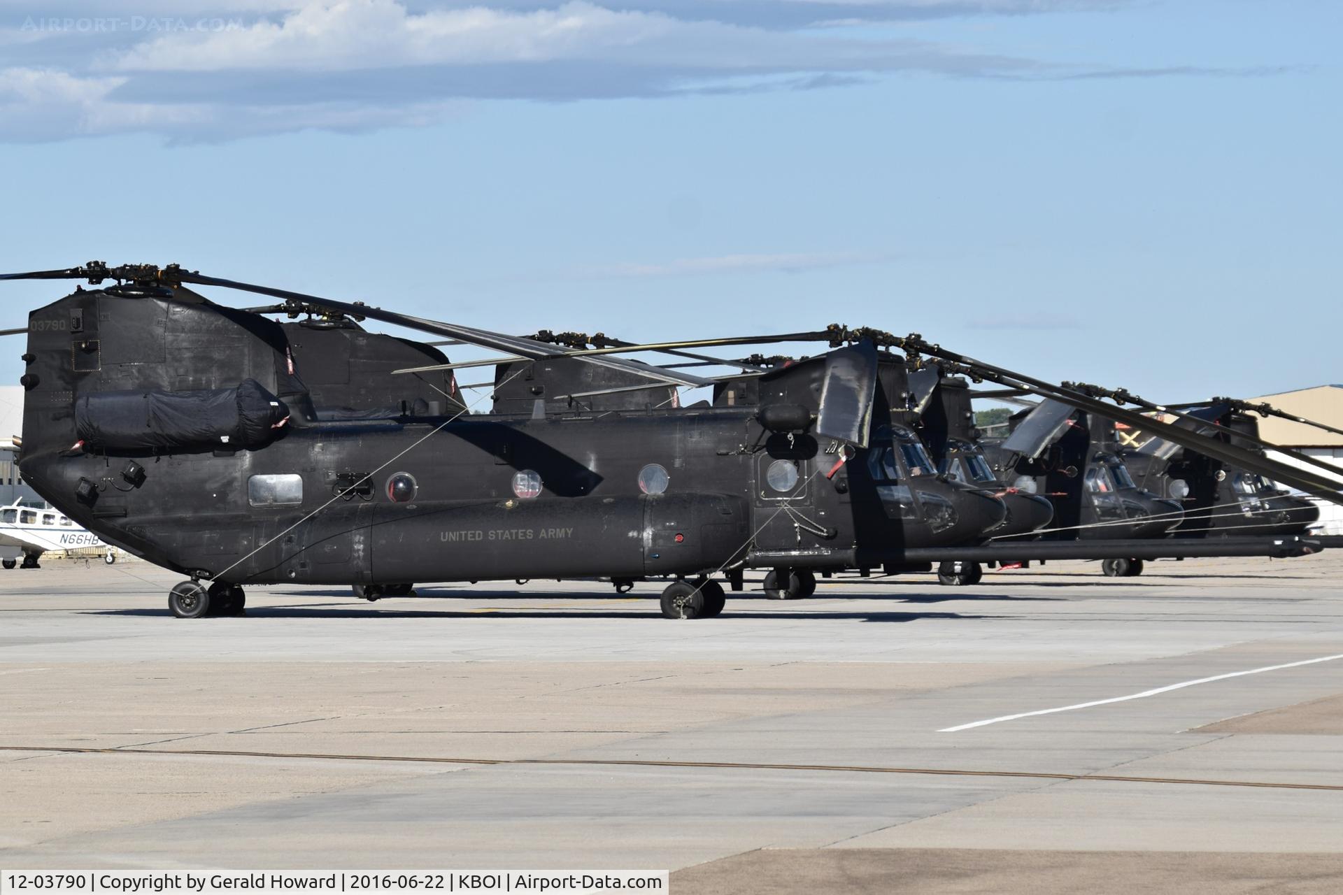 12-03790, 2012 Boeing MH-47G Chinook C/N M.3790, Helicopters from the U.S. Army 160th Special Operations Aviation Regiment (SOAR)“Night Stalkers” 4th BN, Joint Base Lewis-McChord, WA parked on the south GA ramp.