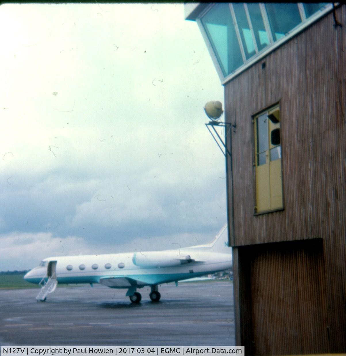 N127V, 1973 Grumman G-1159 Gulfstream II C/N 130, N127V on Stand 1 at Southend Airport C 1977