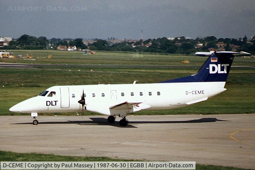 D-CEME, 1987 Embraer EMB-120RT Brasilia C/N 120043, Operated by DLT. EX:-PT-SJL. Scan.