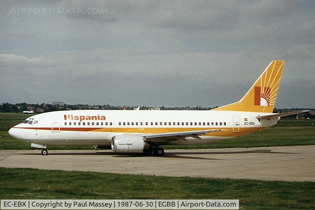EC-EBX, 1987 Boeing 737-3Y0/SF C/N 23747, Operated by Hispania.Scan.