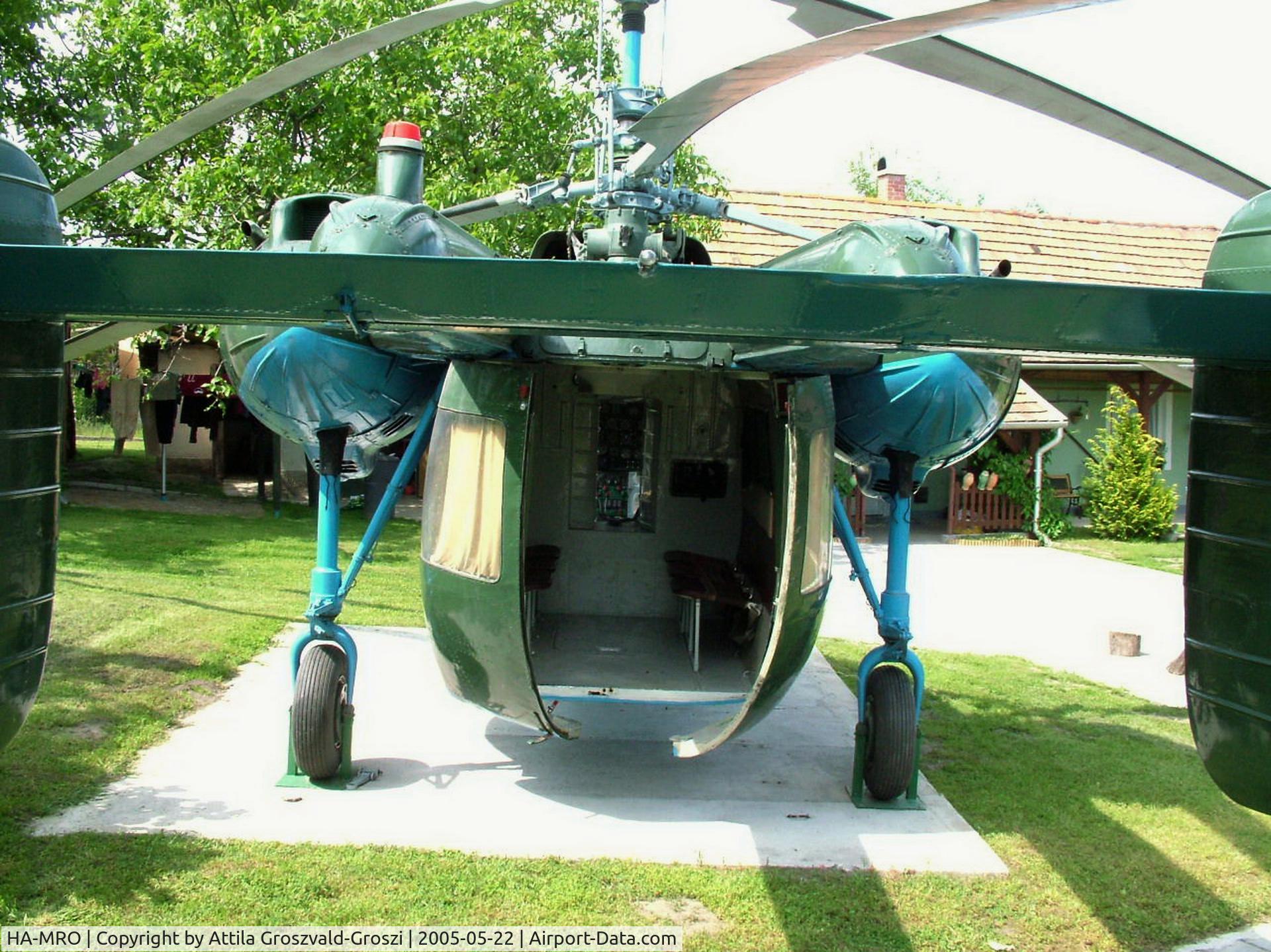 HA-MRO, 1970 Kamov Ka-26 Hoodlum C/N 7001604, After scrapping, restoring a former military painting and exhibited in the garden of a private house. Seregélyes, Hungary