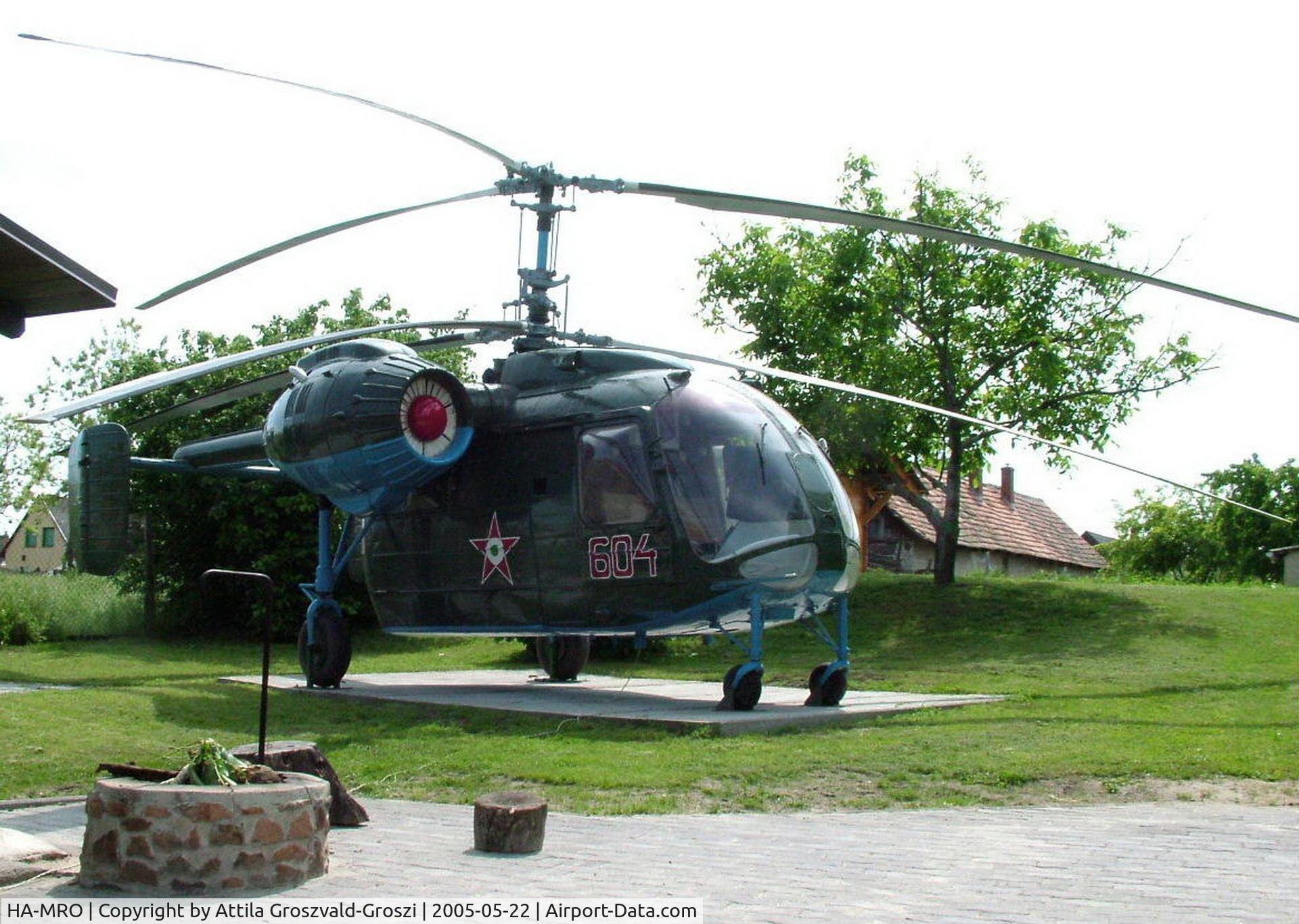 HA-MRO, 1970 Kamov Ka-26 Hoodlum C/N 7001604, After scrapping, restoring a former military painting and exhibited in the garden of a private house. Seregélyes, Hungary
