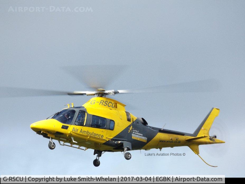 G-RSCU, 2009 Agusta A-109E Power C/N 11777, Coming into land at Sywell Aerodrome this afternoon.