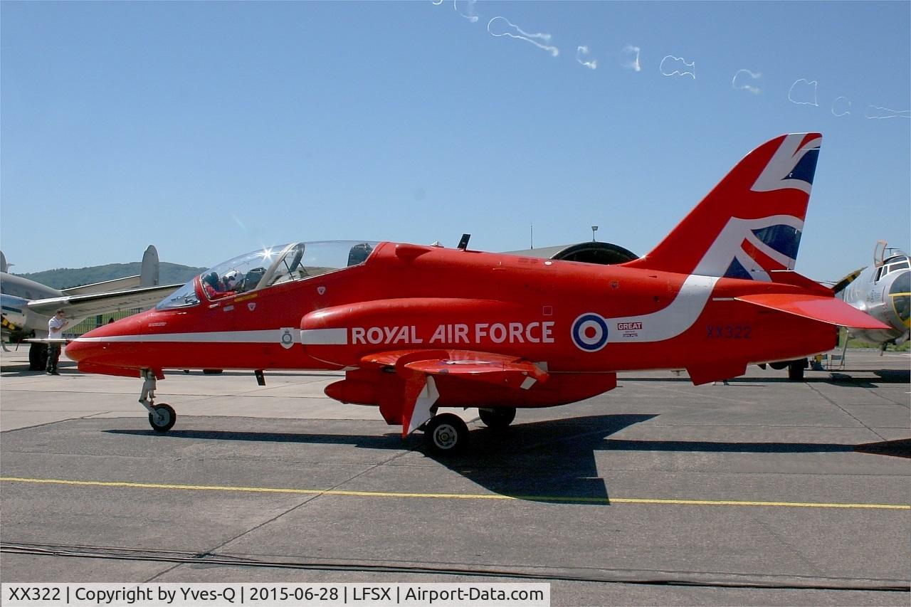 XX322, 1980 Hawker Siddeley Hawk T.1A C/N 165/312147, Royal Air Force Red Arrows Hawker Siddeley Hawk T.1A, Luxeuil-Saint Sauveur Air Base 116 (LFSX) Open day 2015