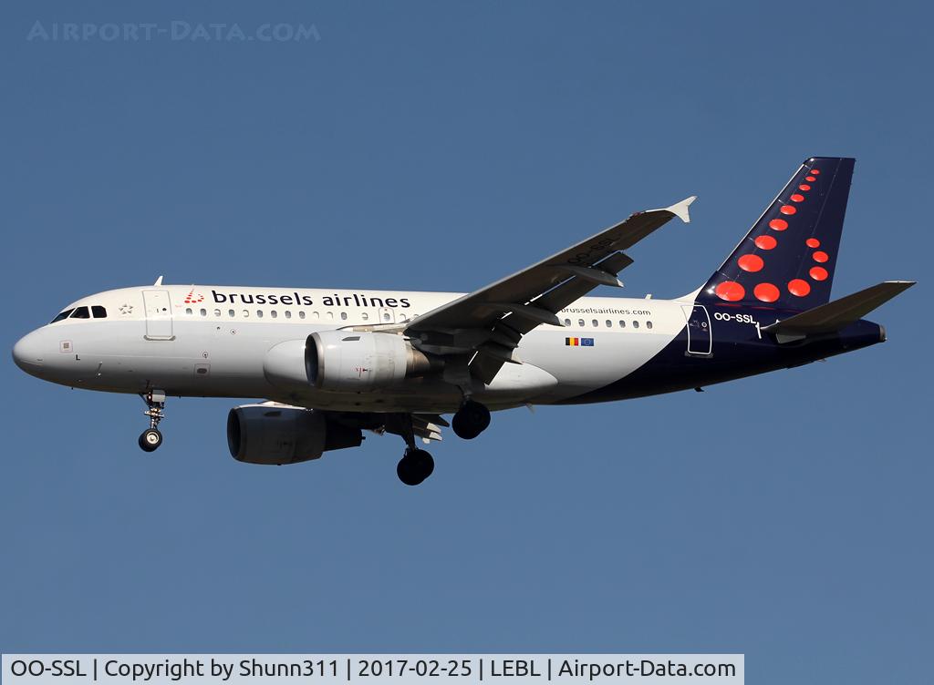 OO-SSL, 2002 Airbus A319-111 C/N 1803, Landing rwy 25R