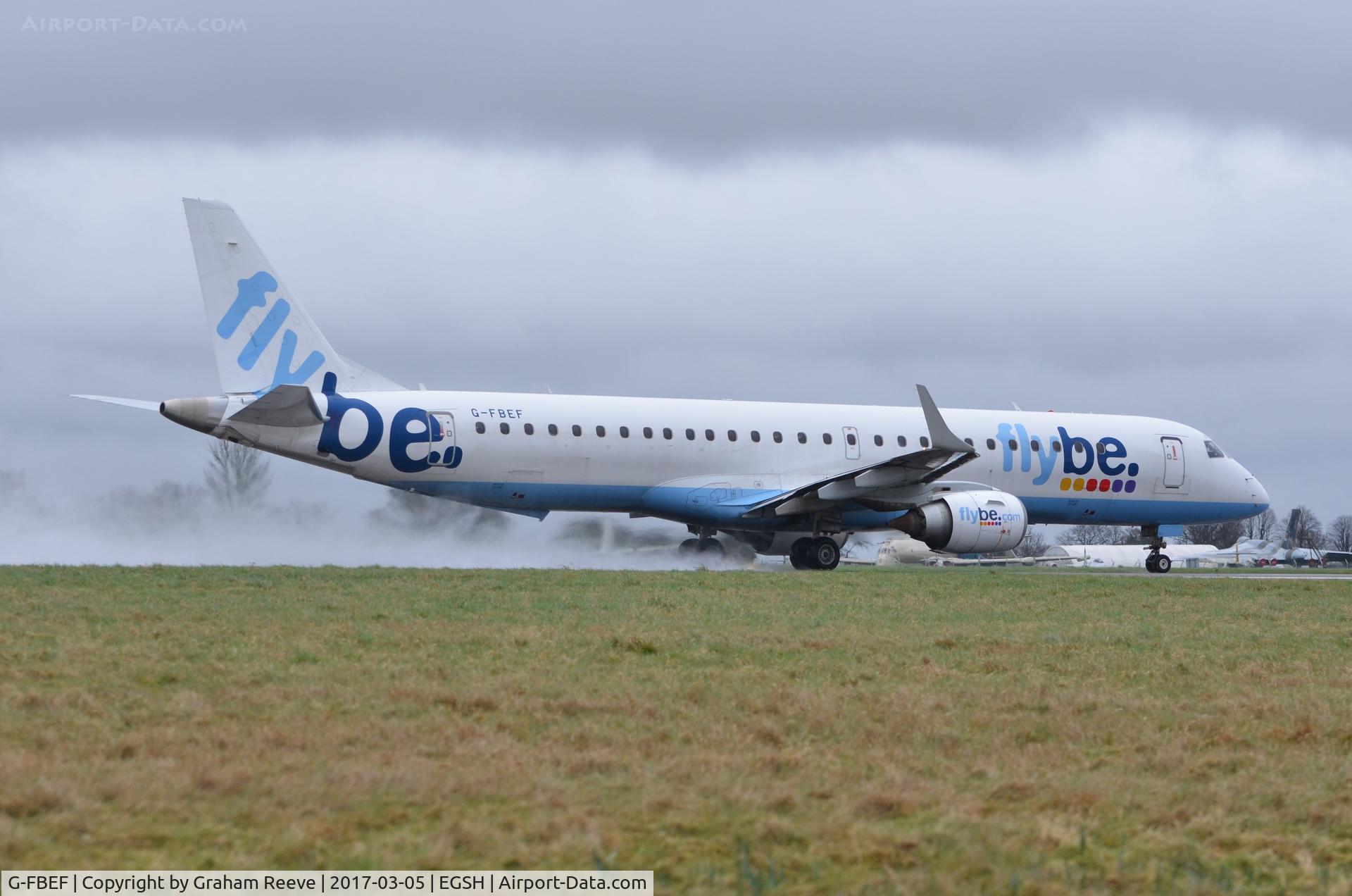 G-FBEF, 2007 Embraer 195LR (ERJ-190-200LR) C/N 19000104, Departing from Norwich.