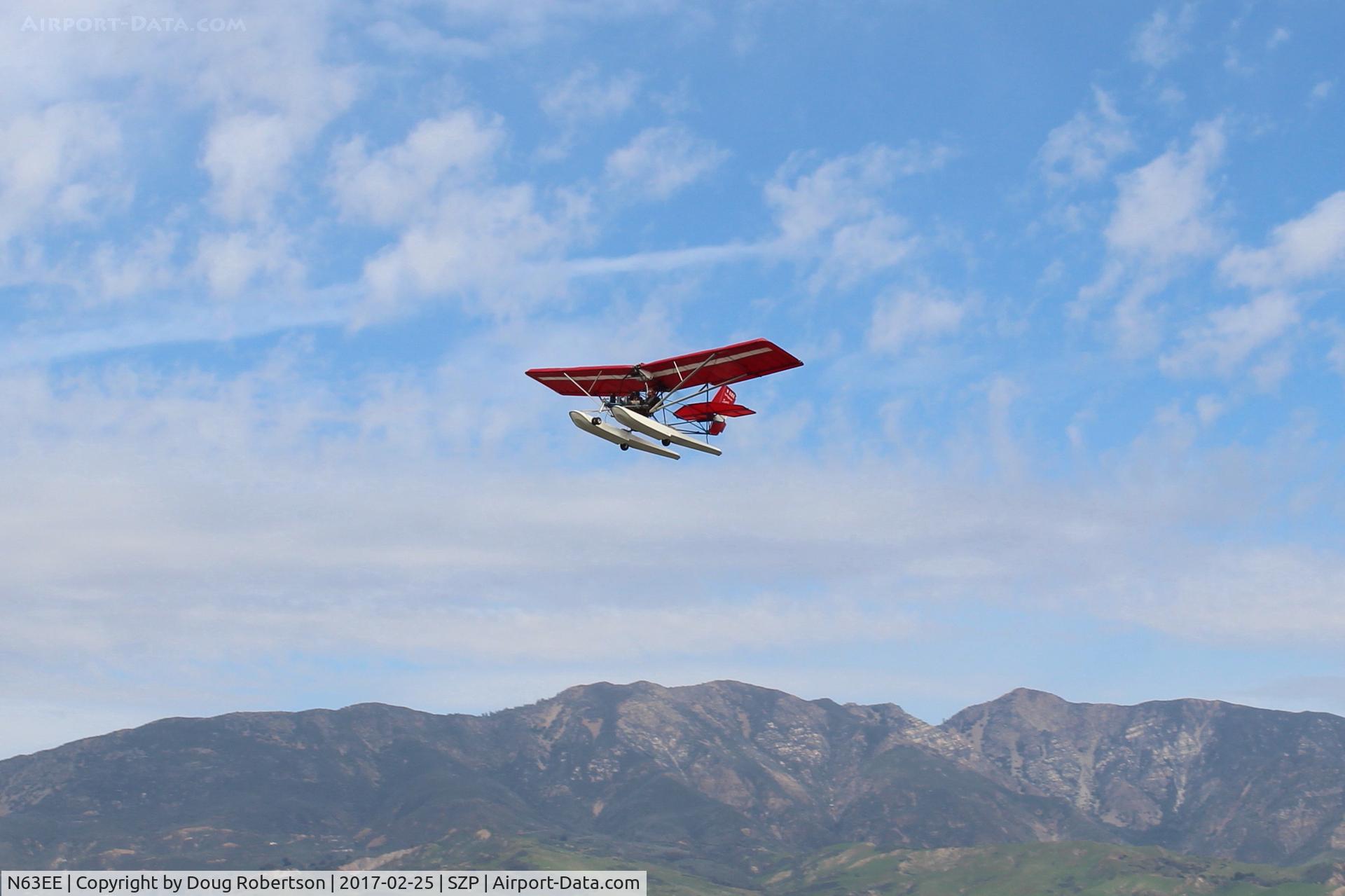 N63EE, Quicksilver Sport 2S C/N 0001, 1999 Quicksilver SPORT 2.S Amphibian, Rotax 582ULDCDI two-stroke 65 Hp pusher, impressive STOL climb Rwy 22, Experimental Ultralight class. Rare amphibian!