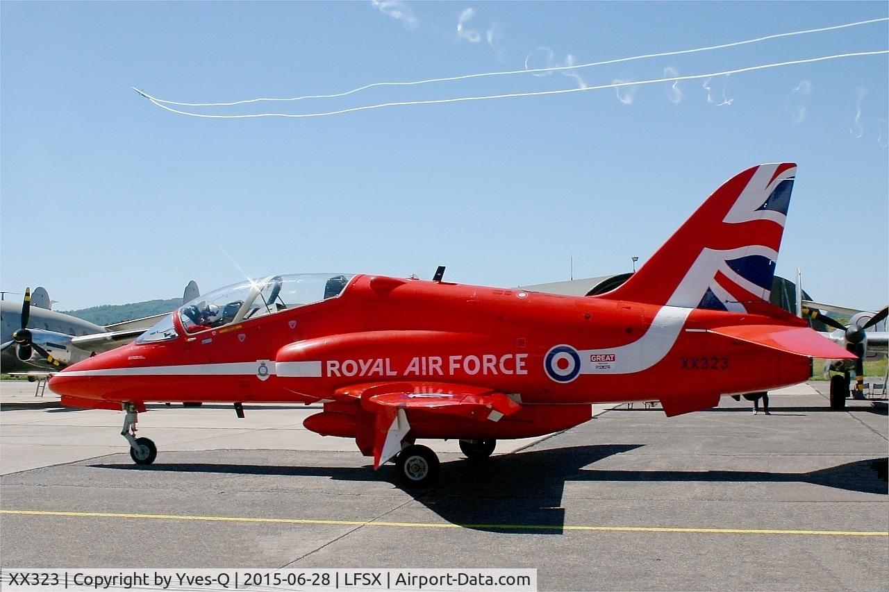 XX323, 1980 Hawker Siddeley Hawk T.1 C/N 167/312148, Royal Air Force Red Arrows Hawker Siddeley Hawk T.1A, Luxeuil-Saint Sauveur Air Base 116 (LFSX) Open day 2015