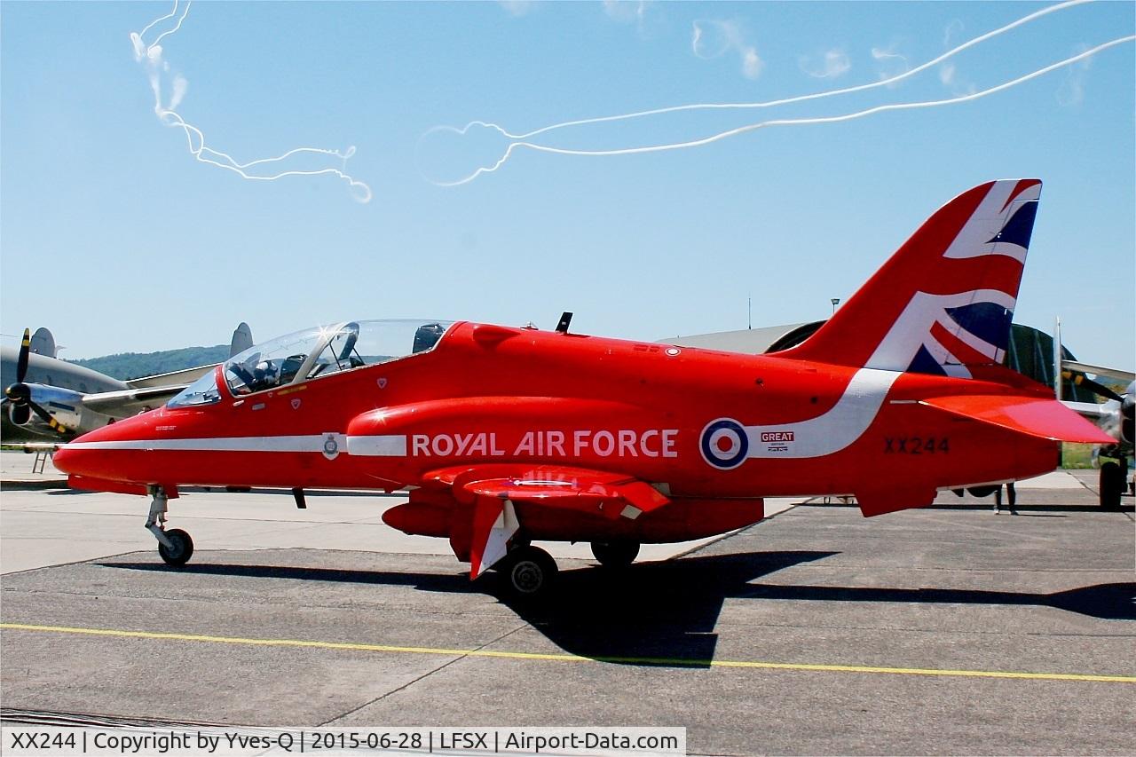 XX244, 1978 Hawker Siddeley Hawk T.1 C/N 080/312080, Royal Air Force Red Arrows Hawker Siddeley Hawk T.1A, Luxeuil-Saint Sauveur Air Base 116 (LFSX) Open day 2015
