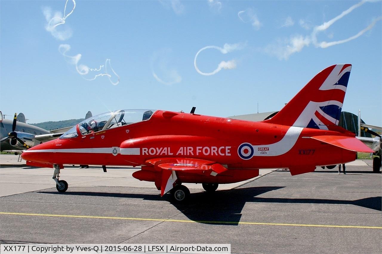 XX177, 1977 Hawker Siddeley Hawk T.1 C/N 024/312024, Royal Air Force Red Arrows Hawker Siddeley Hawk T.1A, Luxeuil-Saint Sauveur Air Base 116 (LFSX) Open day 2015