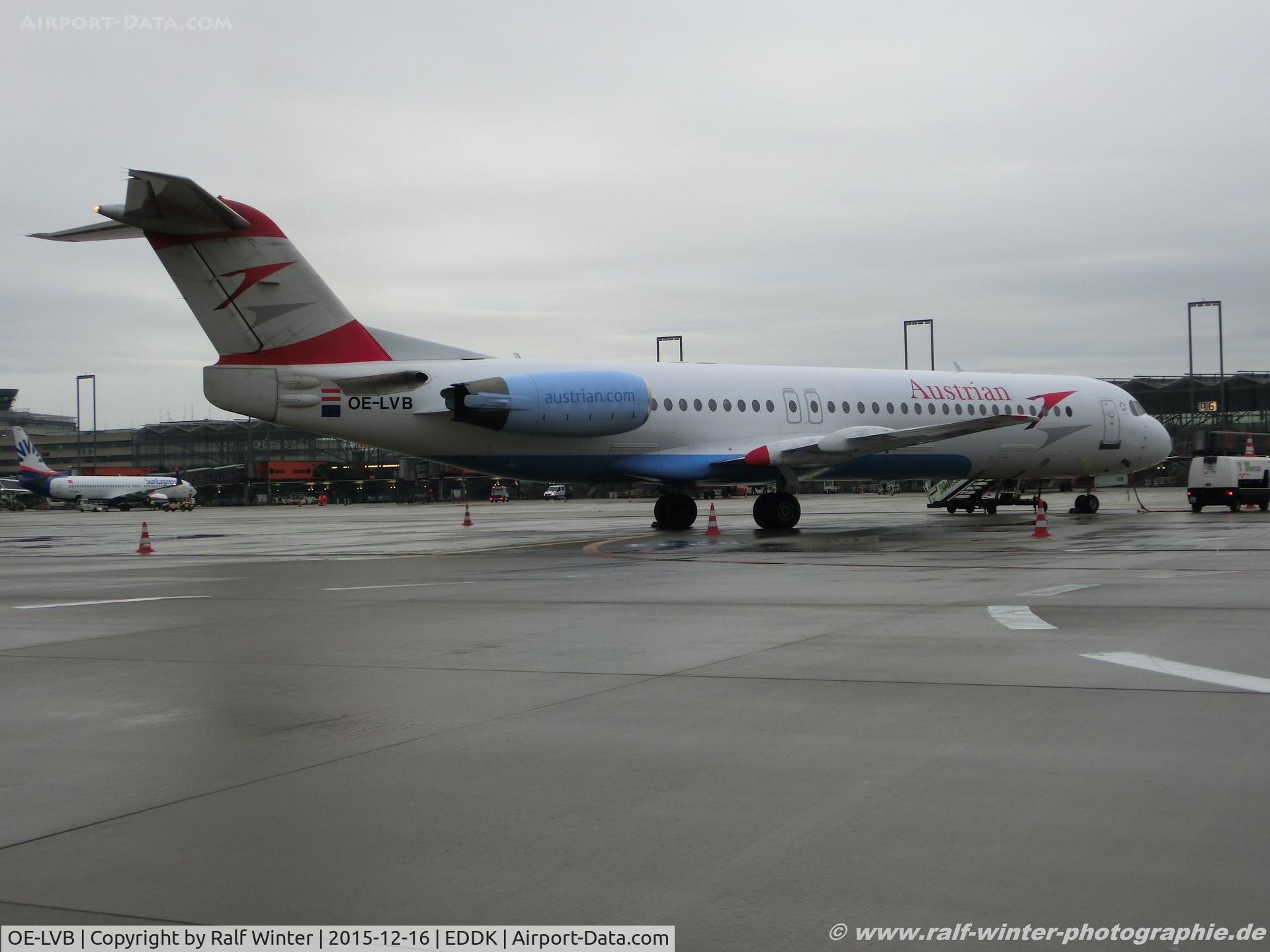 OE-LVB, 1994 Fokker 100 (F-28-0100) C/N 11502, Fokker 100 F-28-0100 - VO TYR  Austrian Arrows - 11502 - OE-LVB - 16.12.2015 - CGN