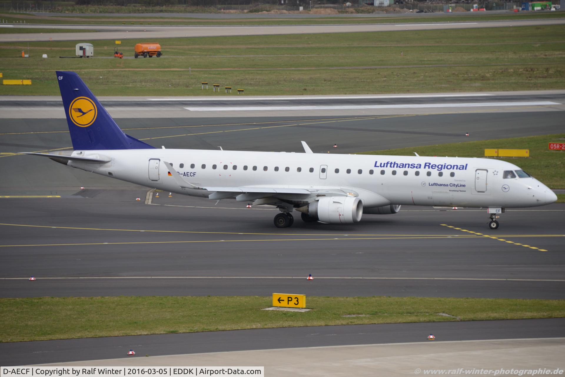 D-AECF, 2010 Embraer 190LR (ERJ-190-100LR) C/N 19000359, Embraer ERJ-190AR - CL CLH Lufthansa Cityline 'Kronberg/Taunus'  - 19000359 - D-AECF - 05.03.2016 - CGN