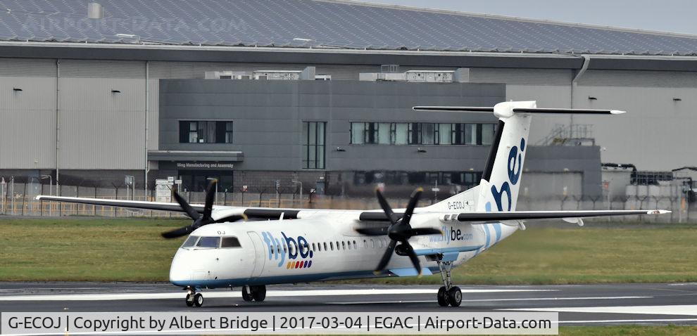 G-ECOJ, 2008 De Havilland Canada DHC-8-402Q Dash 8 C/N 4229, Belfast City.  Flybe G-ECOJ arriving from Edinburgh.