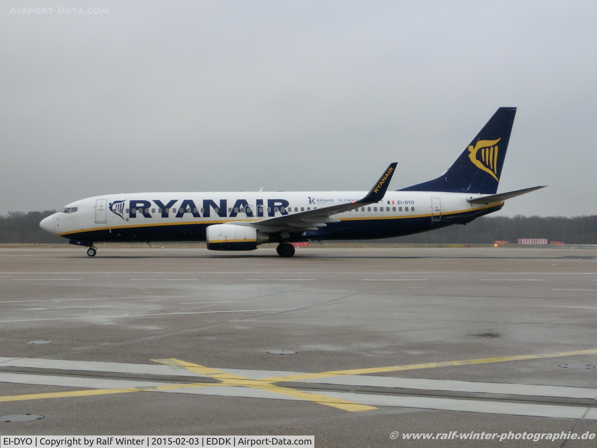 EI-DYO, 2008 Boeing 737-8AS C/N 33636, Boeing 737-8AS(W) - FR RYR Ryanair sticker 'Katowice' - 33636 - EI-DYO - 03.02.2015 - CGN