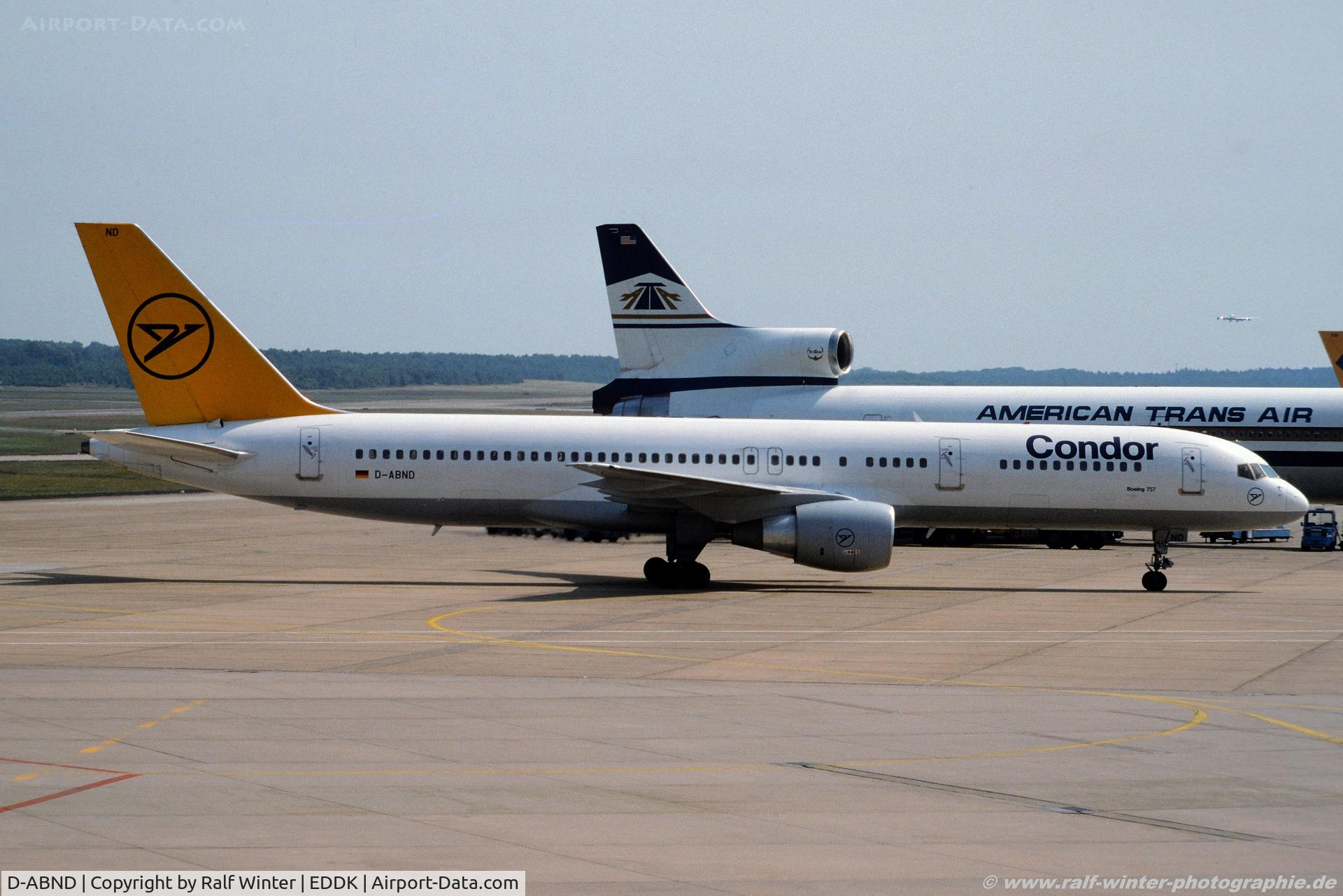 D-ABND, 1990 Boeing 757-230/SF C/N 24748, Boeing 757-230SF - Condor Flugdienst - D-ABND - 1992 - CGN