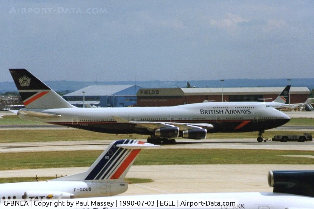 G-BNLA, 1989 Boeing 747-436 C/N 23908, Operated by British Airways. Scan.