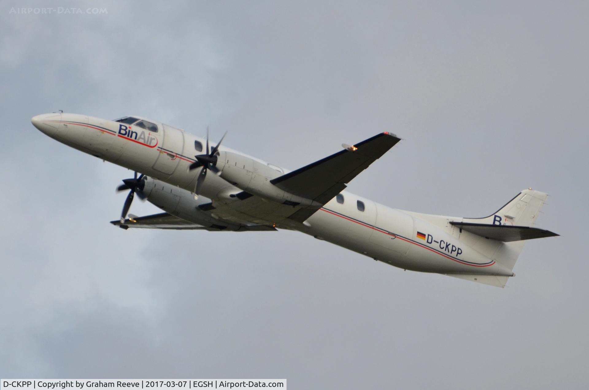 D-CKPP, 1992 Fairchild SA-227DC Metro 23 C/N DC-805B, Departing from Norwich.
