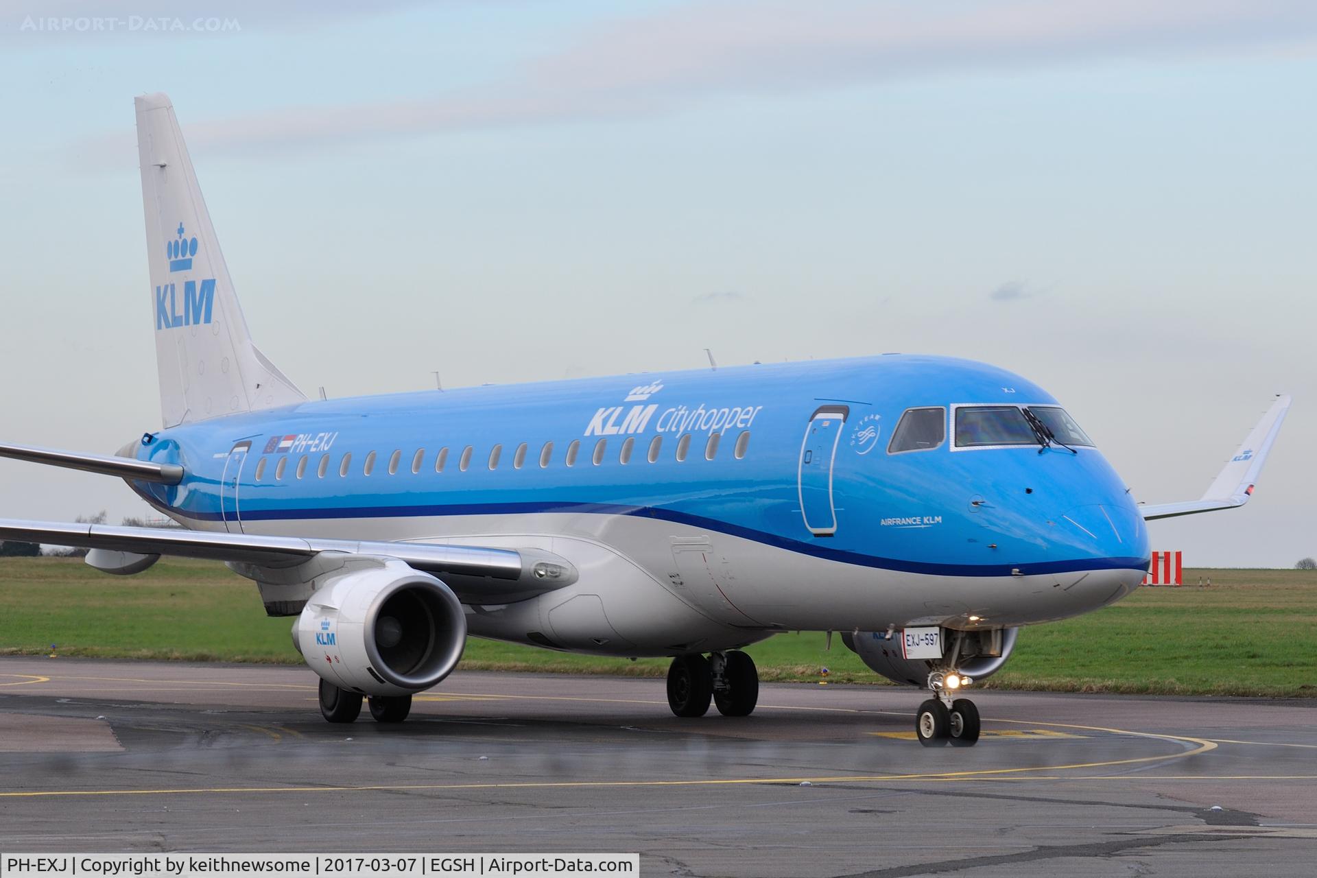 PH-EXJ, 2016 Embraer 175LR (ERJ-170-200LR) C/N 17000597, KLM E170 using taxiway delta for first time.