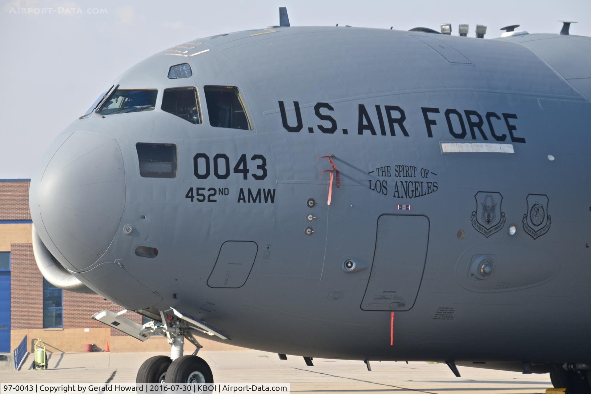 97-0043, Boeing C-17A Globemaster III C/N P-43, 452nd Air Mobility Wing, March AFB, CA.