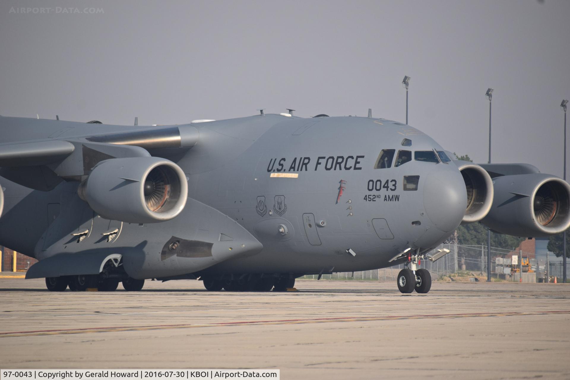 97-0043, Boeing C-17A Globemaster III C/N P-43, 452nd Air Mobility Wing, March AFB, CA.