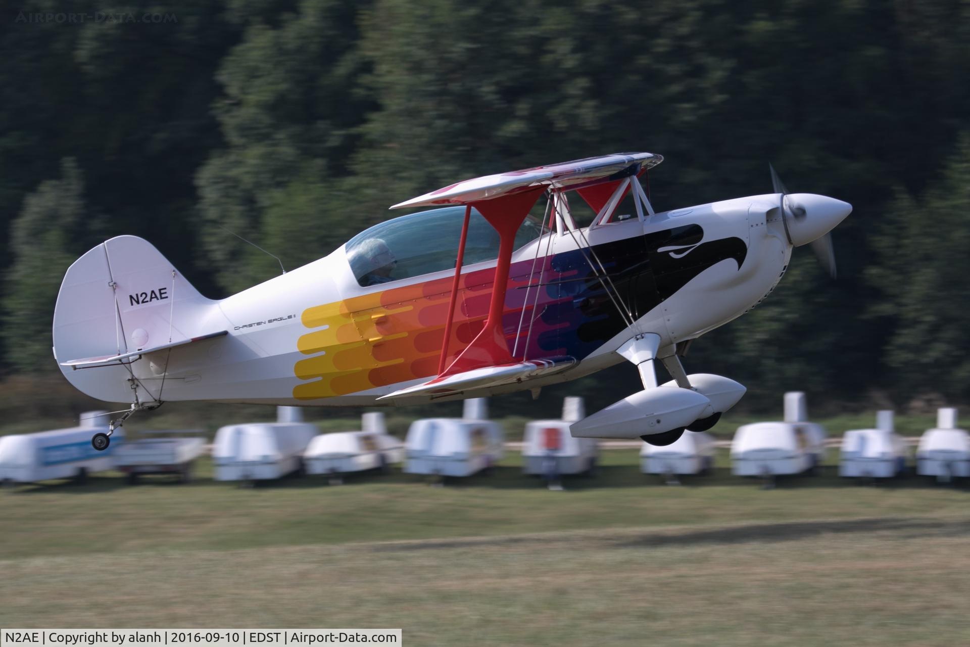 N2AE, 1983 Christen Eagle II C/N DICKSON-0001, Landing flare at Hahnweide, Oldtimer Fliegertreffen 2016