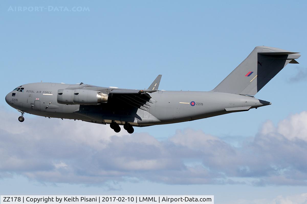 ZZ178, 2012 Boeing C-17A Globemaster III C/N F-245, Landing runway 31