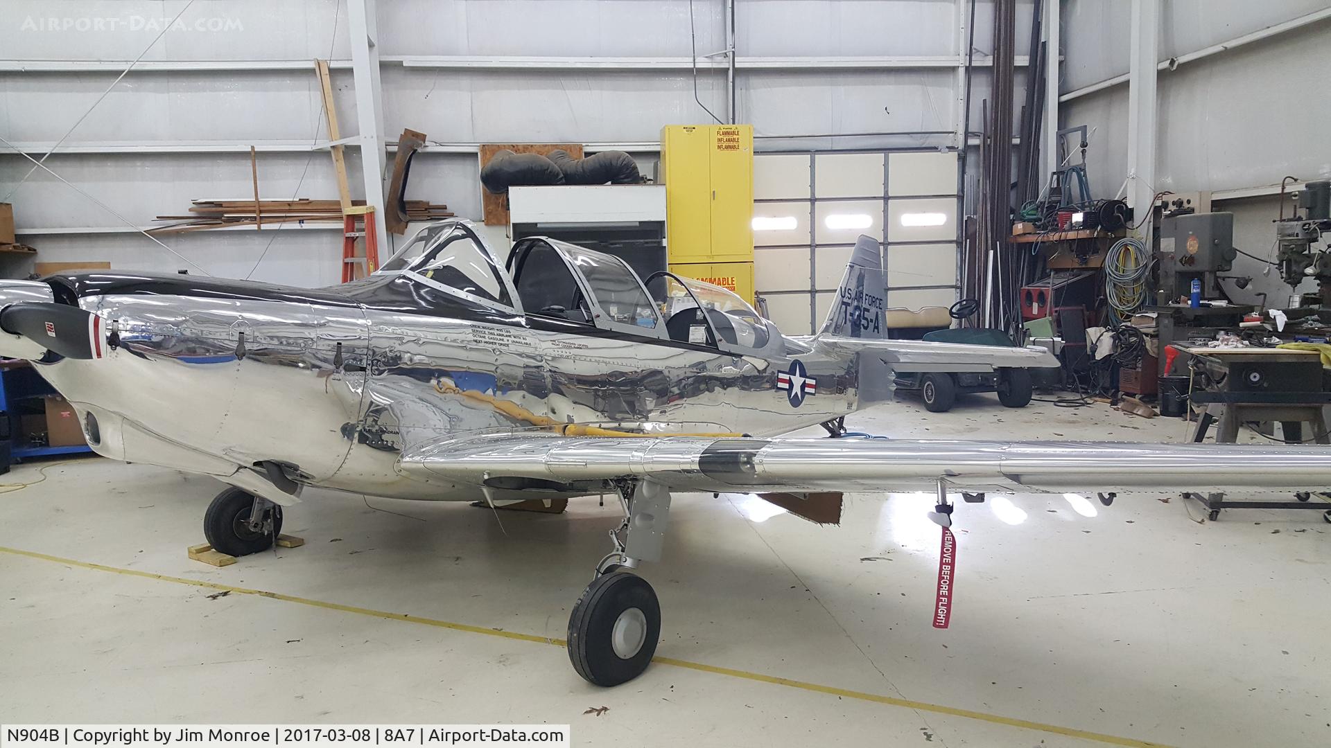 N904B, 1950 Temco T-35A C/N 6005, Getting some panel work done at Twin Lakes