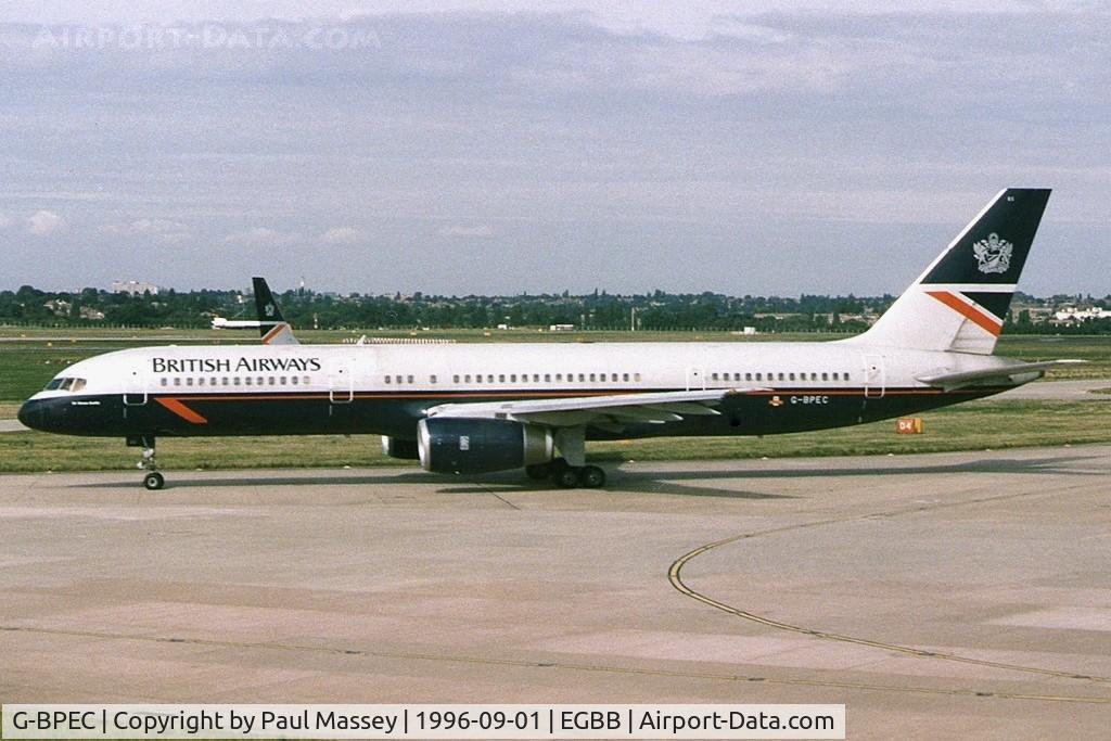 G-BPEC, 1990 Boeing 757-236 C/N 24882, Operated by British Airways.Scan of original photo.
