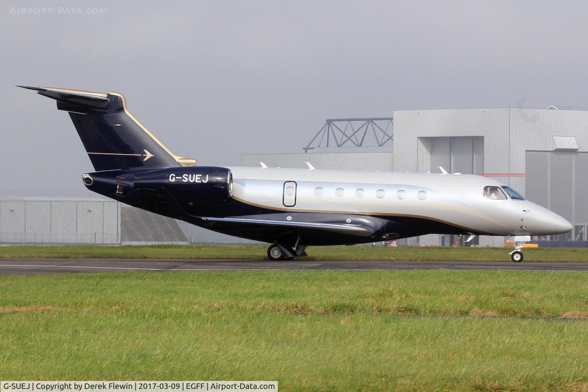 G-SUEJ, 2016 Embraer EMB-550 Legacy 500 C/N 55000042, Legacy 50, Saxonair Charter Ltd, london Stanstead based, call sign Saxonair 51J, previously PR-LJW, seen taxxing out.