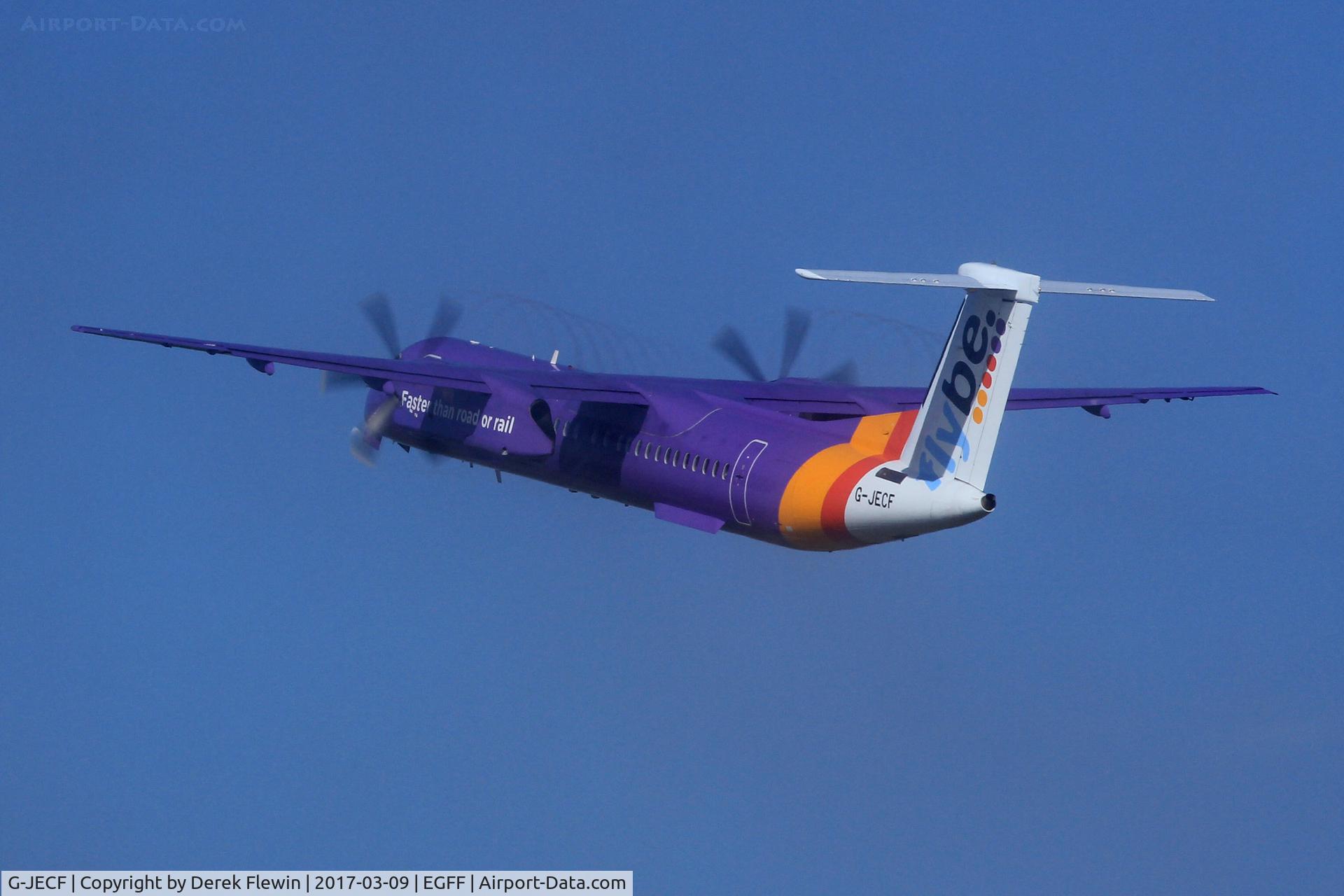 G-JECF, 2004 De Havilland Canada DHC-8-402Q Dash 8 C/N 4095, DHC-8-402Q, Flybe, call sign Jersey 7AK, previously C-FDHV, departing runway 30 en-route to Belfast City.