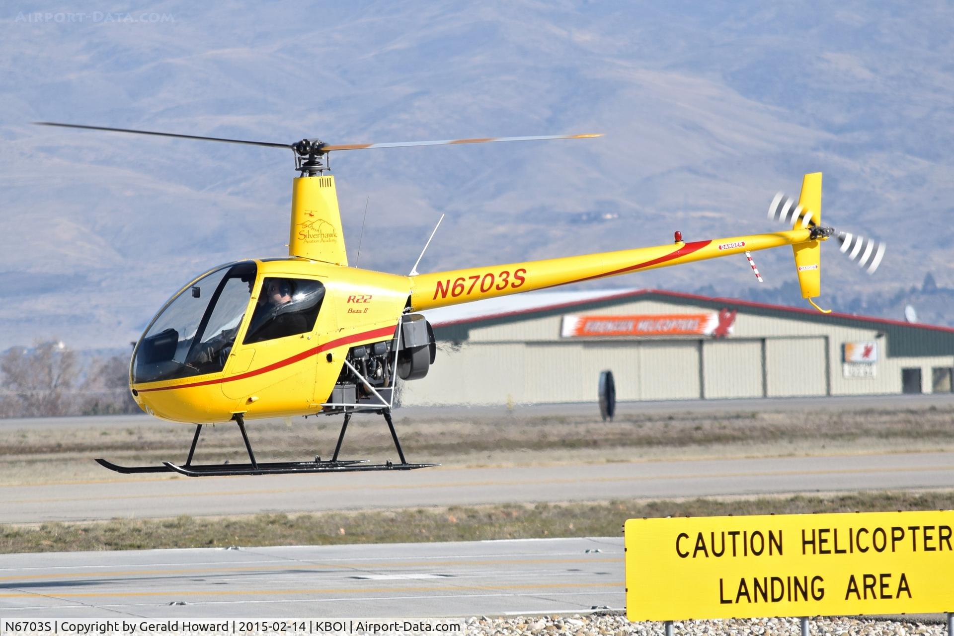 N6703S, 2004 Robinson R22 C/N 3621, At the south helicopter landing pad.