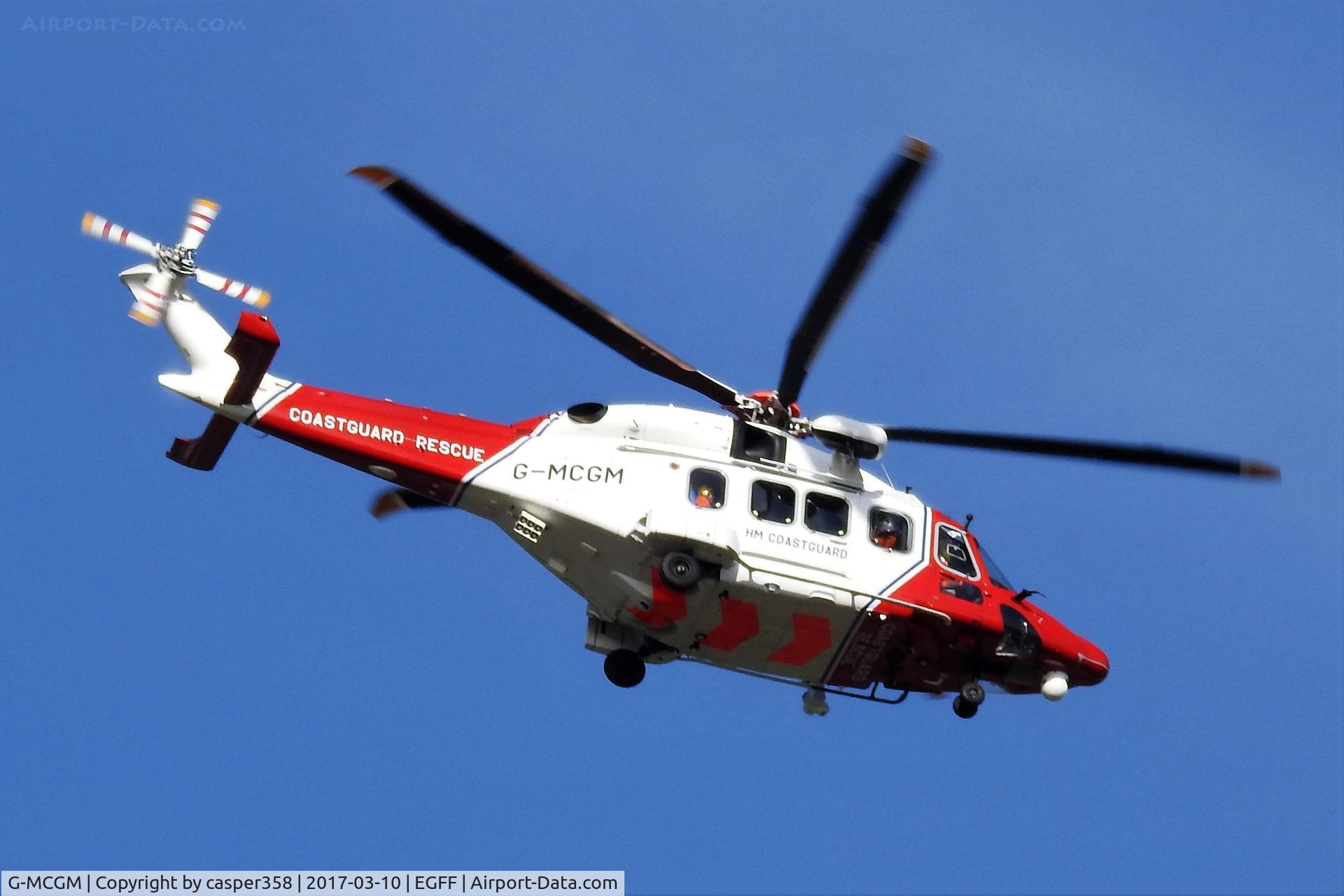 G-MCGM, 2014 AgustaWestland AW189 C/N 89001, Above Cardiff Airport