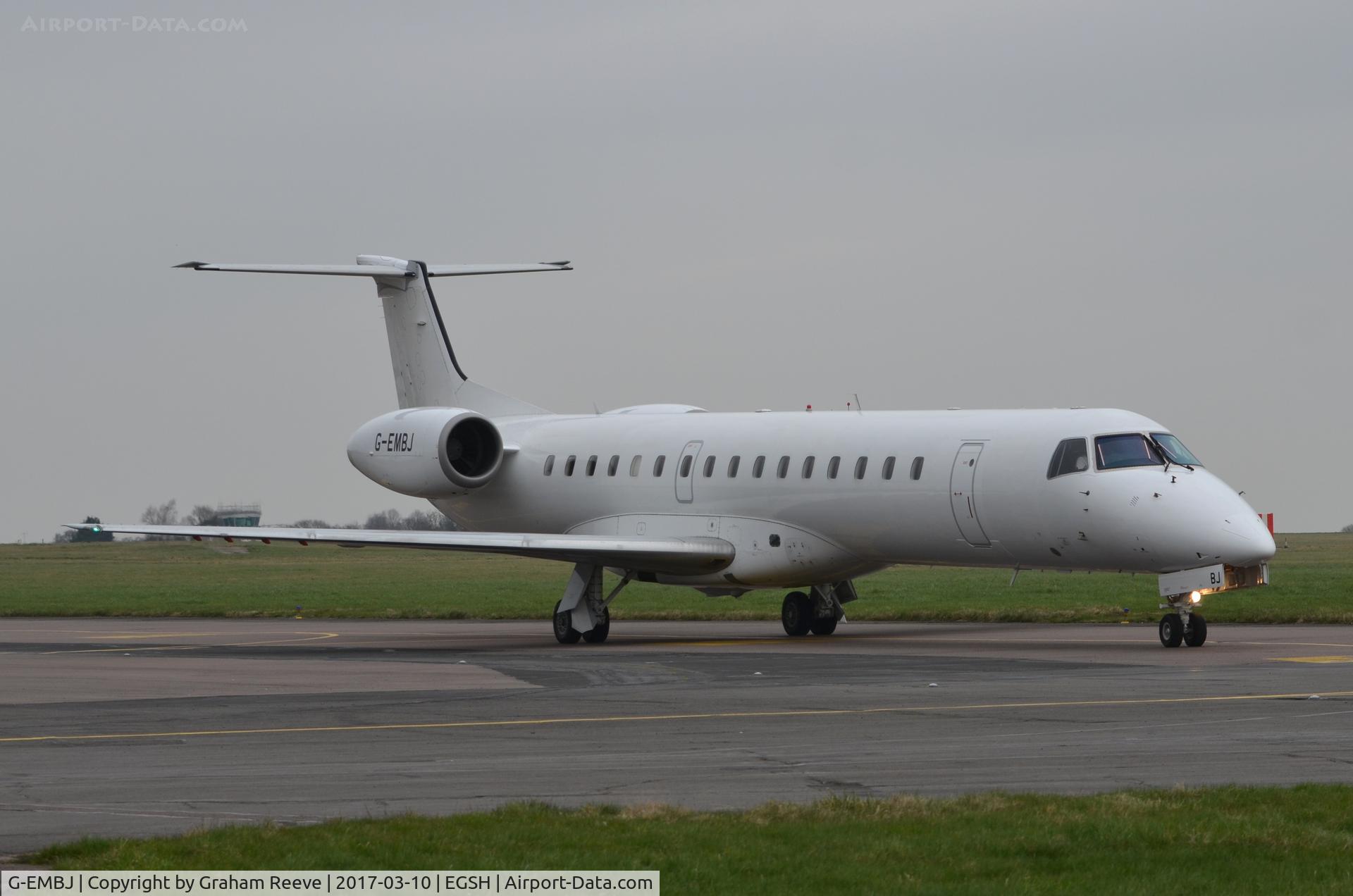 G-EMBJ, 1999 Embraer ERJ-145EU (EMB-145EU) C/N 145134, Just landed at Norwich.