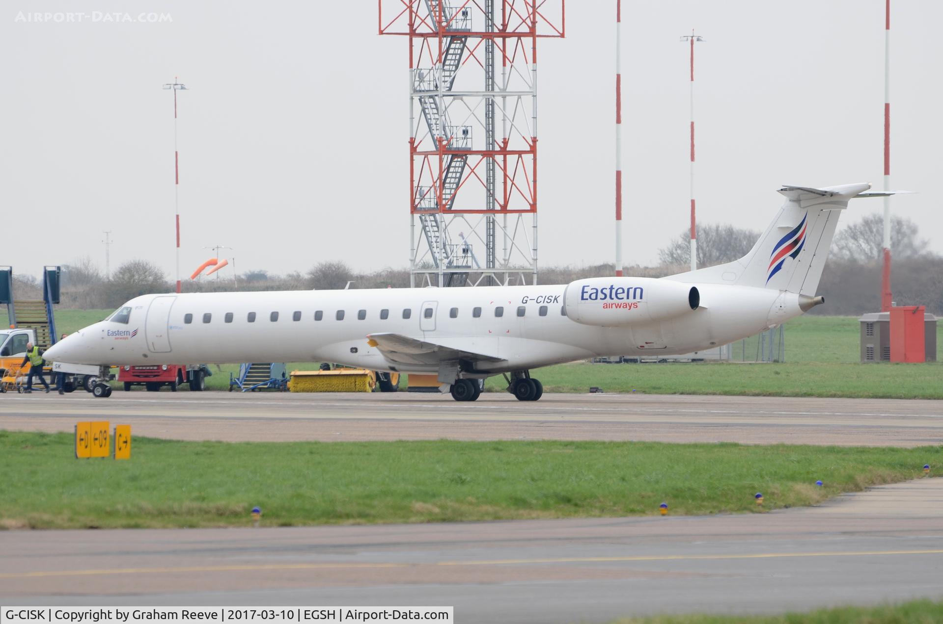 G-CISK, 2002 Embraer EMB-145LU (ERJ-145LU) C/N 145570, Just landed at Norwich.