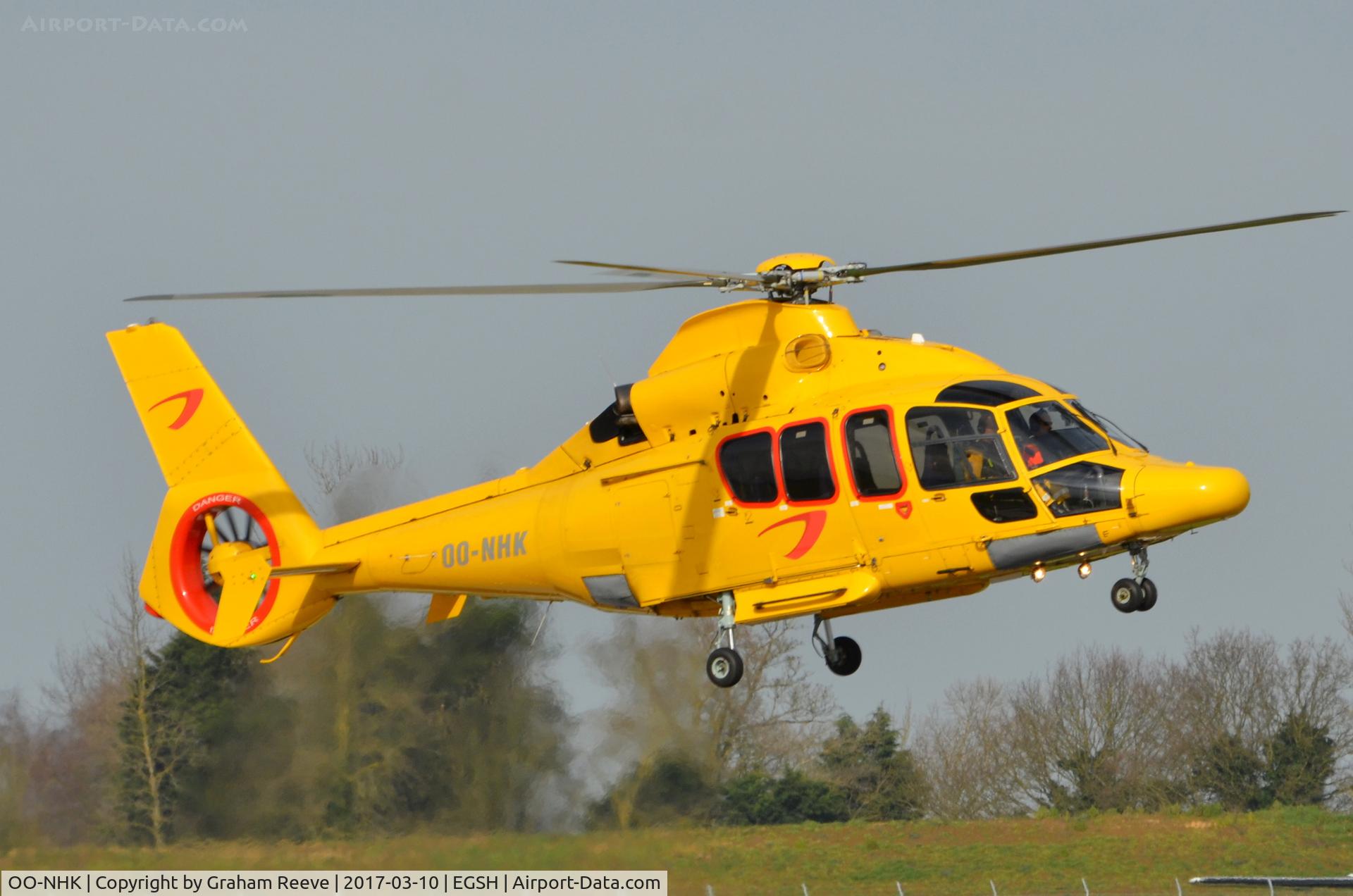 OO-NHK, 2009 Eurocopter EC-155B-1 C/N 6876, Landing at Norwich.