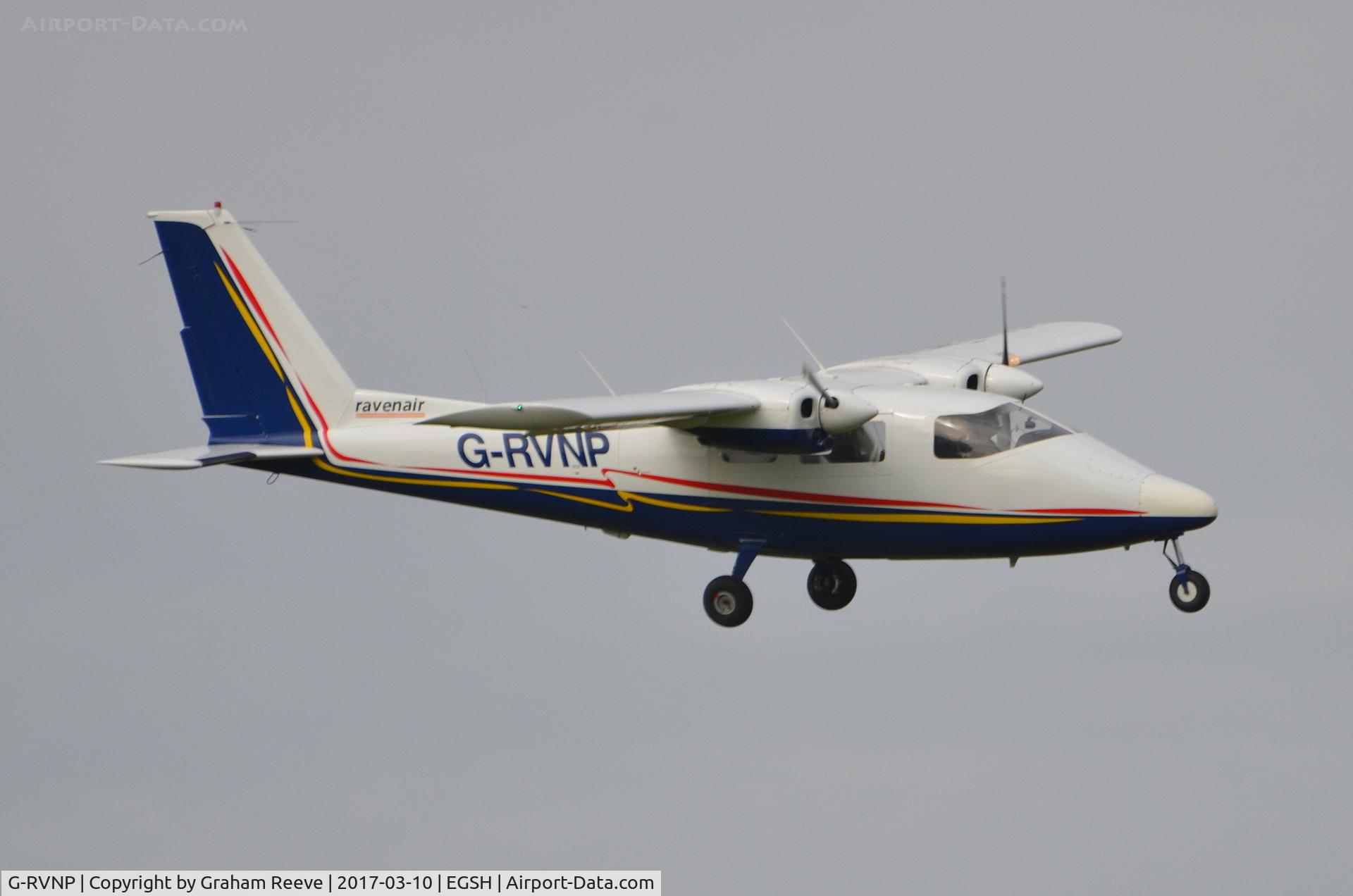 G-RVNP, 1975 Partenavia P-68B C/N 67, Landing at Norwich.