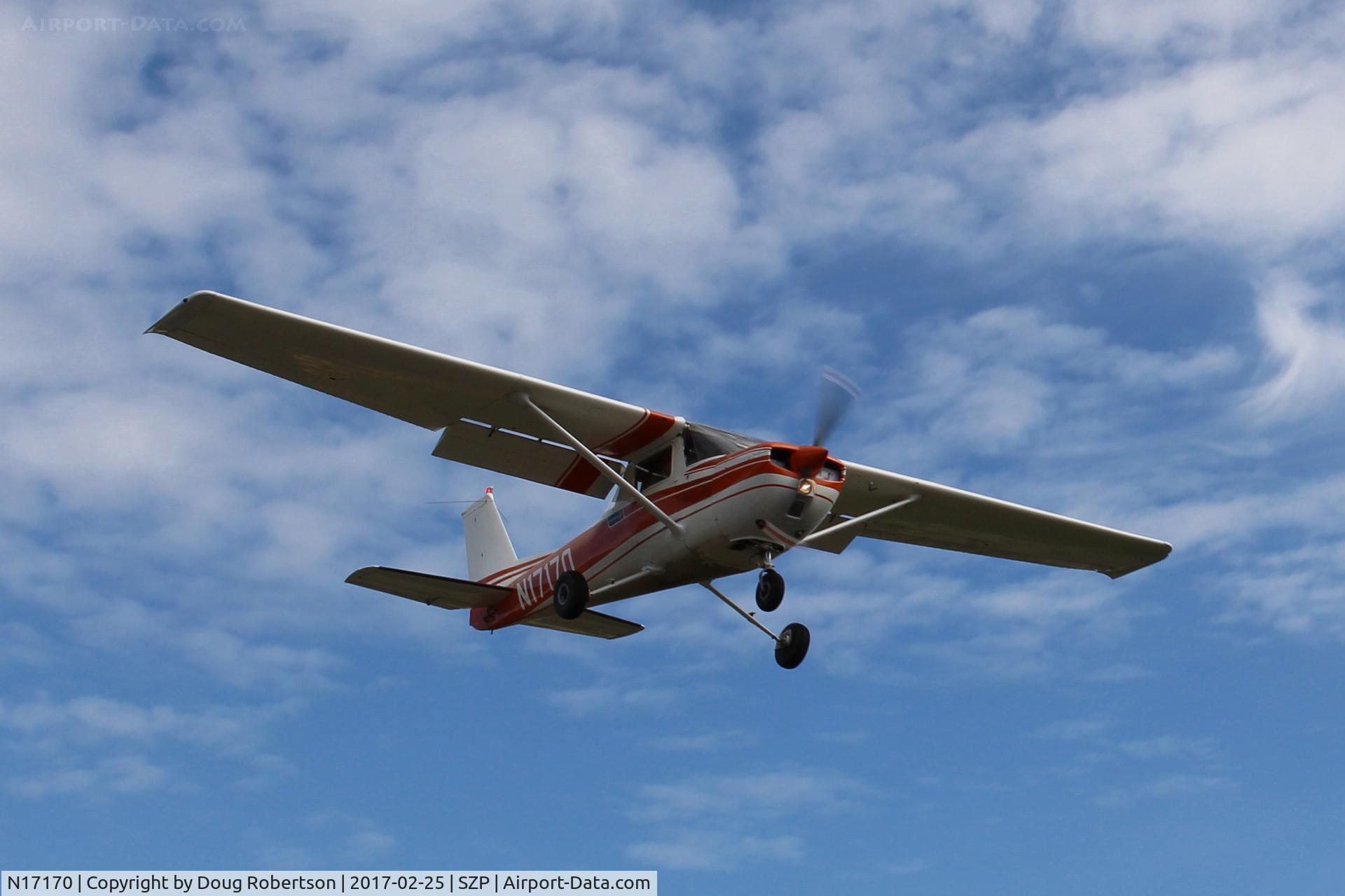 N17170, 1972 Cessna 150L C/N 15073644, 1972 Cessna 150L, Continental O-200 100 Hp, on short final Rwy 22