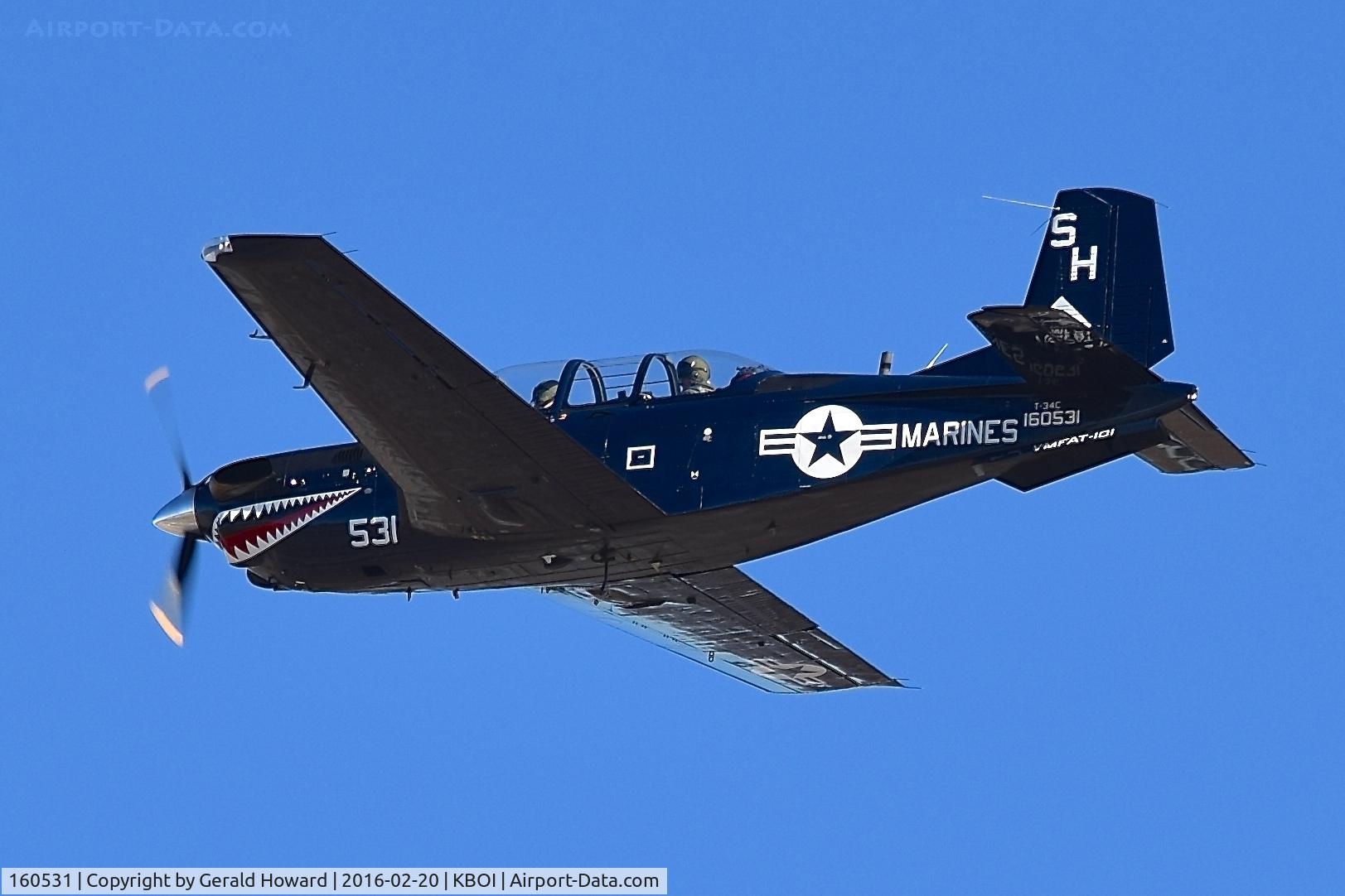 160531, Beech T-34C Turbo Mentor C/N GL-88, Departing BOI. VMFAT-101,
 